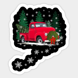 Christmas Vintage Red Truck in Snow Sticker